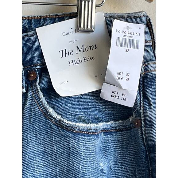 Abercrombie & Fitch Curve Love The Mom High Rise Jeans Blue size 32 14R $99 NWT - Picture 3 of 10